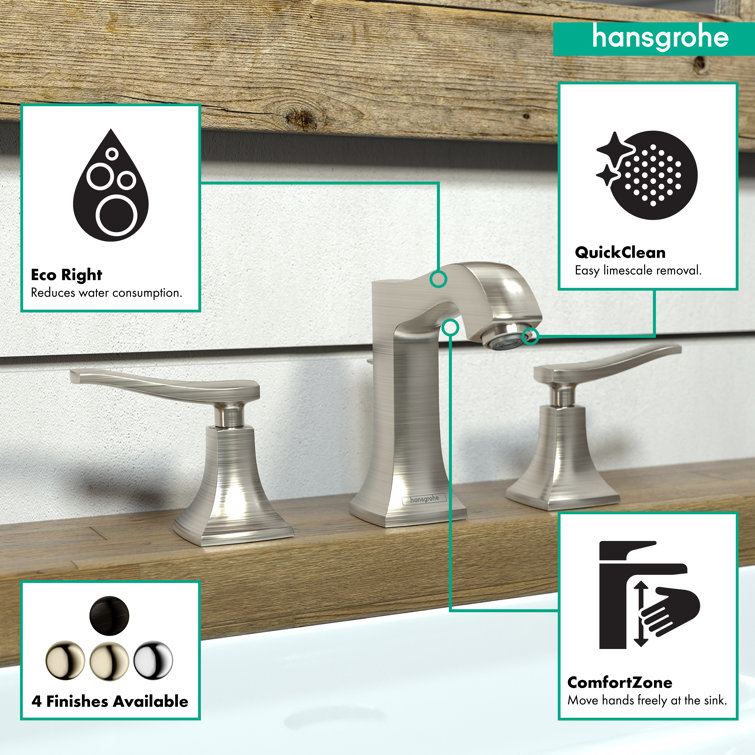 Polished Nickel Modern Widespread Bathroom Faucet with Brass Handles
