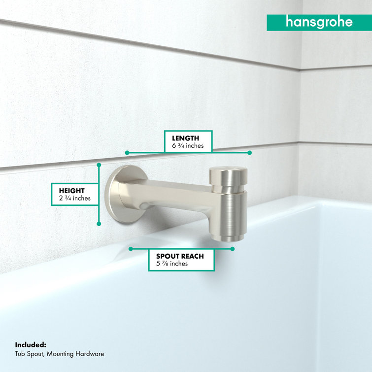 Elegant Modern Brushed Nickel Wall Mounted Tub Spout with Diverter