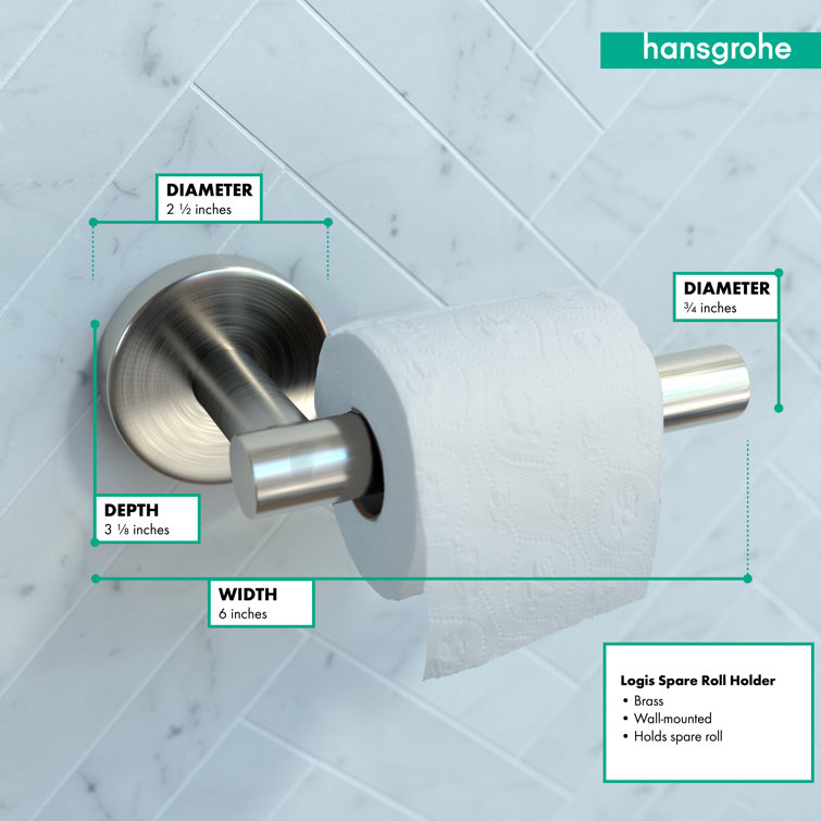 Brushed Nickel Modern Wall Mount Spare Toilet Paper Holder