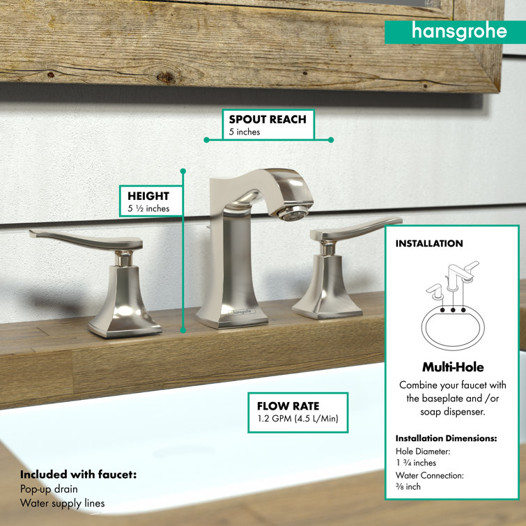 Polished Nickel Modern Widespread Bathroom Faucet Set