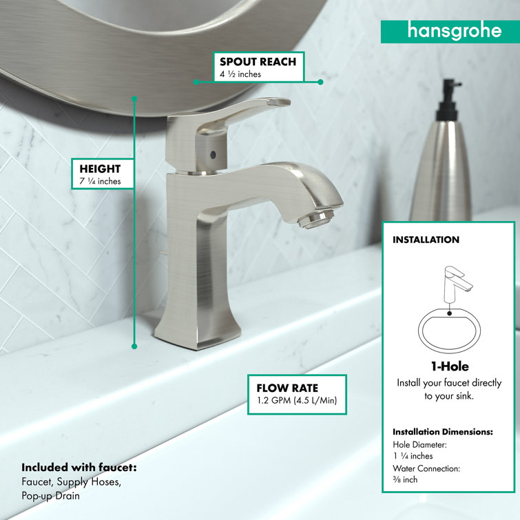 Polished Nickel Single Hole Modern Brass Bathroom Faucet