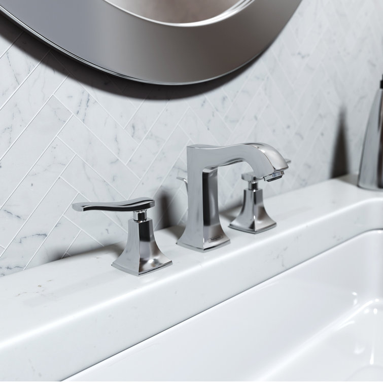 Polished Nickel Brass Widespread Bathroom Faucet with Dual Handles