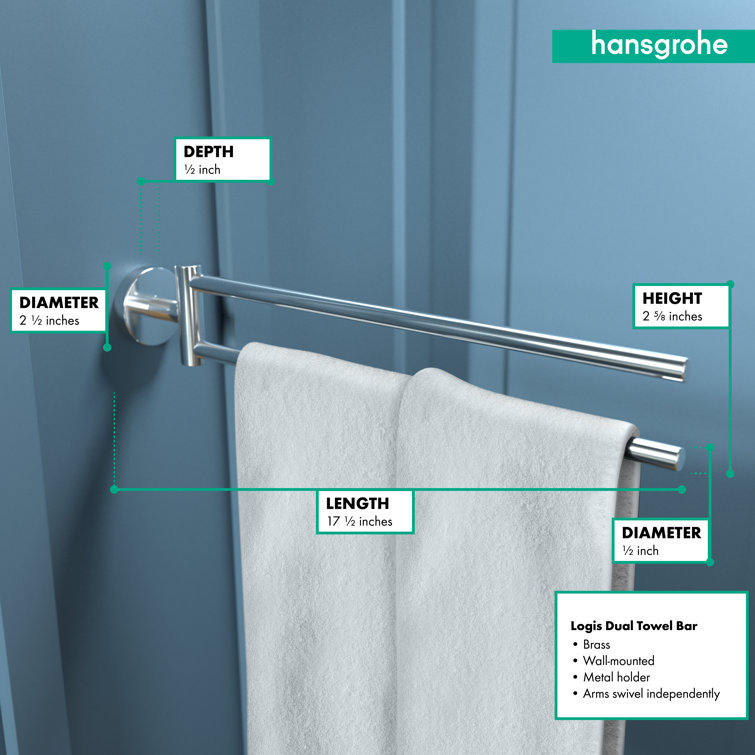Brushed Nickel Double Wall Mounted Towel Bar