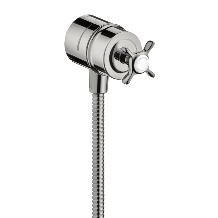 Polished Nickel Wall-Mounted Cross Handle Shower Valve