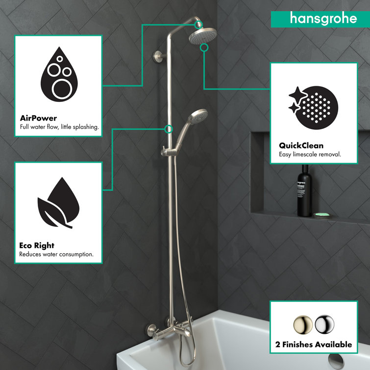 Brushed Nickel Adjustable Height Multi-Head Shower System