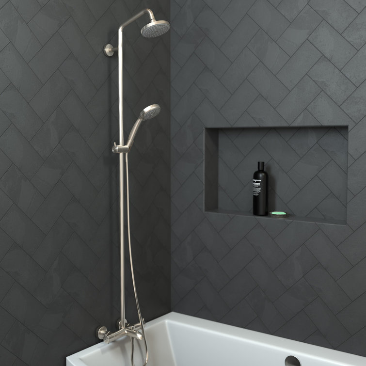 Brushed Nickel Adjustable Height Multi-Head Shower System