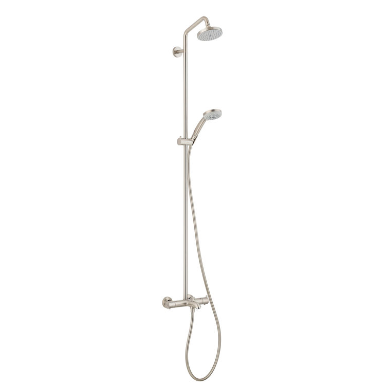 Brushed Nickel Adjustable Height Multi-Head Shower System