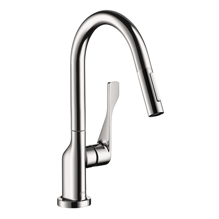 Chrome Brass Pull-Down Kitchen Faucet with Spray