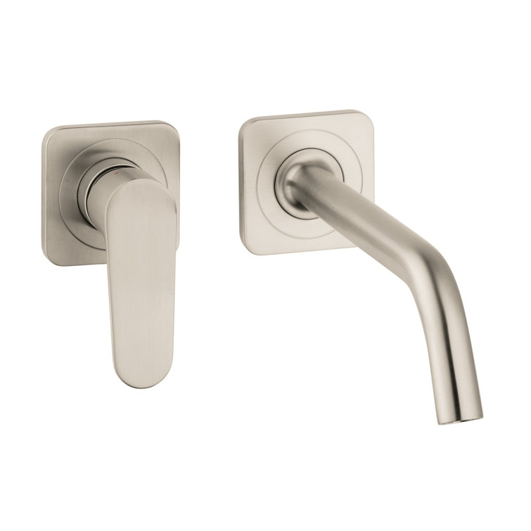 Brushed Nickel Wall Mounted Modern Widespread Faucet