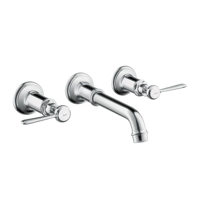 Polished Nickel Dual Handle Modern Wall-Mounted Faucet