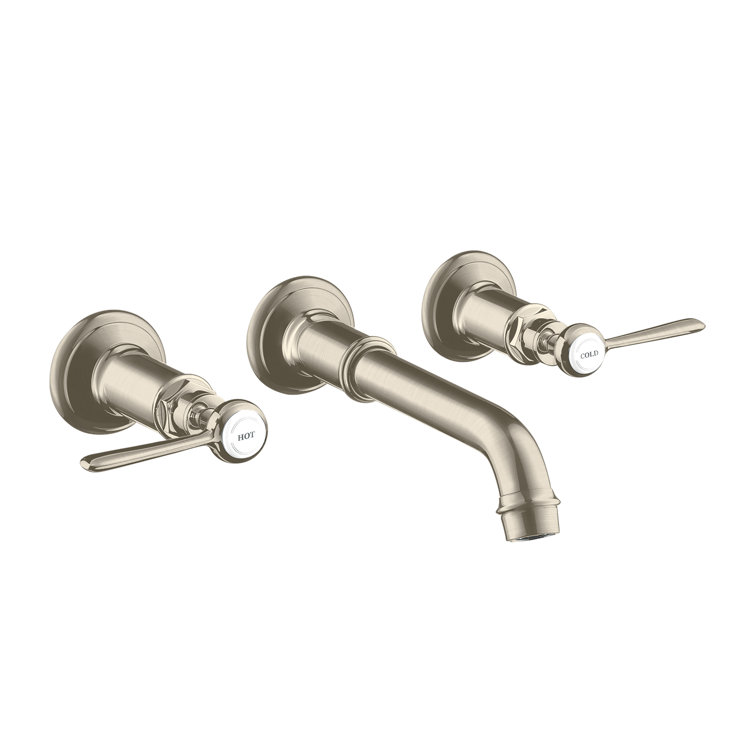 Elegant Polished Nickel 2-Handle Wall-Mounted Bathroom Faucet