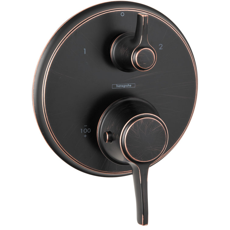 Rubbed Bronze Thermostatic Shower Trim with Lever Handle