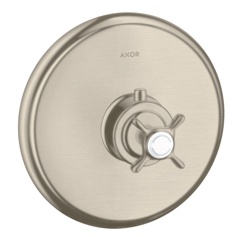 Elegant European Polished Nickel Thermostatic Shower Trim with Cross Handle