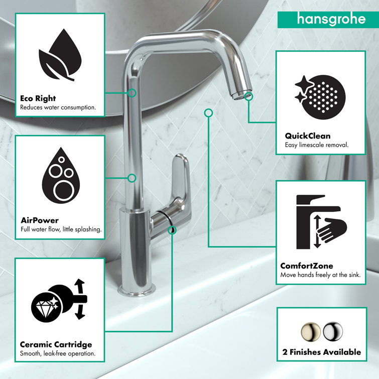Chrome Single Hole Vessel Bathroom Faucet