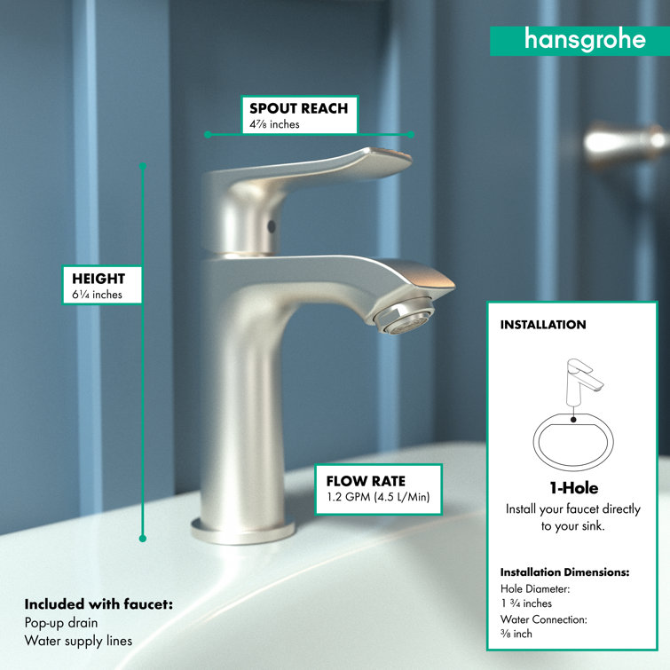 Brushed Nickel Modern Single Hole Bathroom Faucet