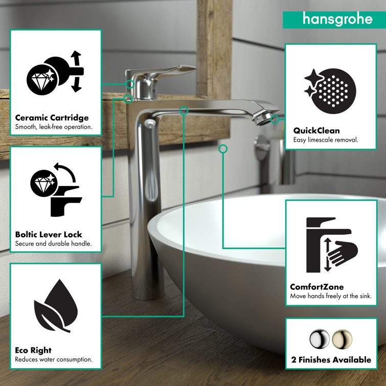 Chrome Modern Single Hole Vessel Bathroom Faucet