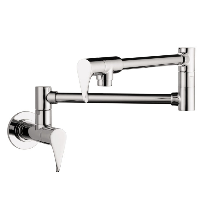Chrome Wall-Mounted Dual Handle Pot Filler Faucet
