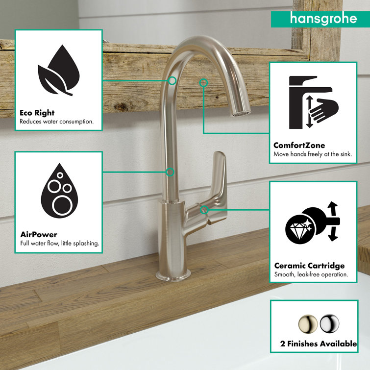 Brushed Nickel Single Hole Vessel Faucet with Drain Assembly