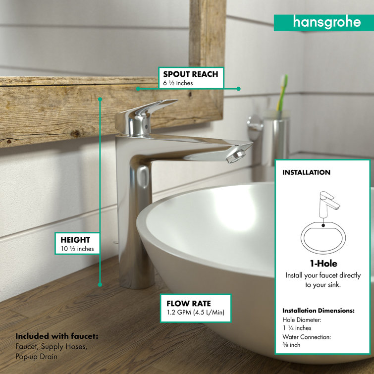 EcoFlow Brushed Nickel Single Hole Vessel Faucet with Metal Handle