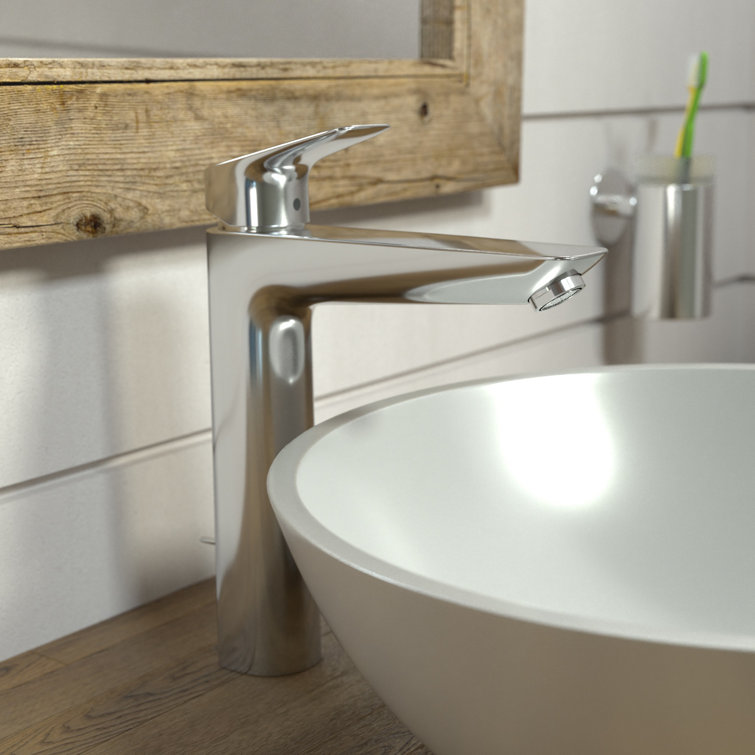 EcoFlow Brushed Nickel Single Hole Vessel Faucet with Metal Handle