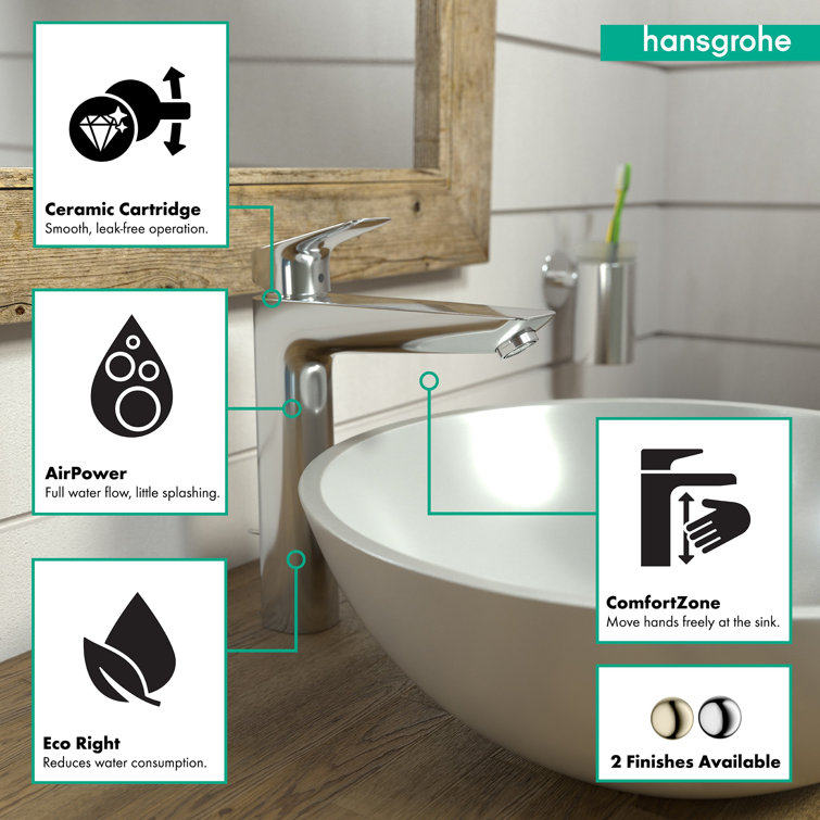 EcoFlow Brushed Nickel Single Hole Vessel Faucet with Metal Handle