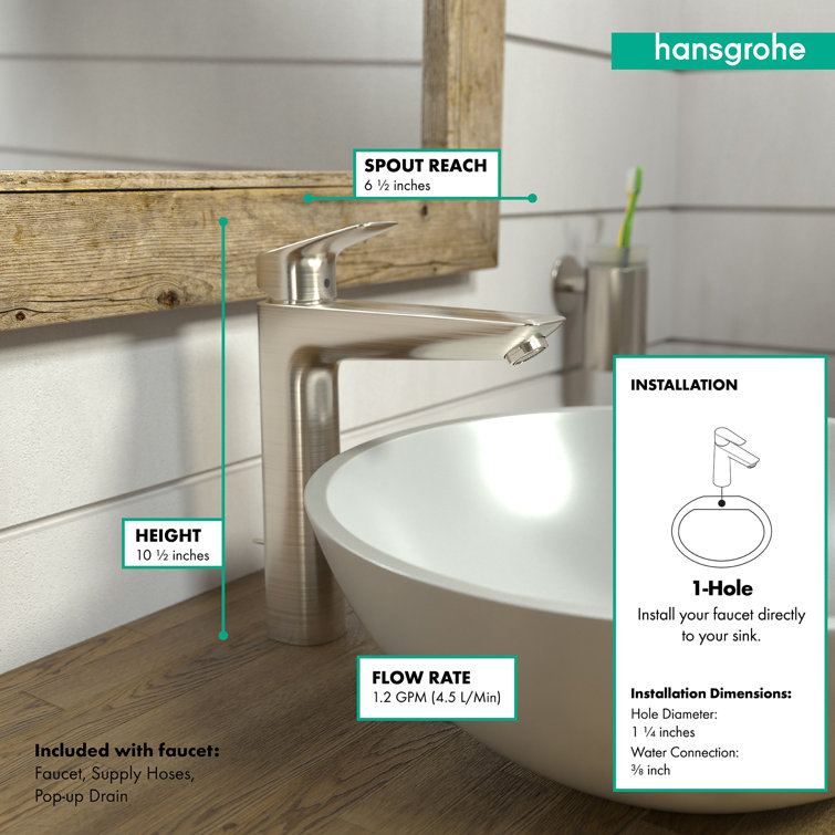 Modern Brushed Nickel Single Hole Vessel Faucet