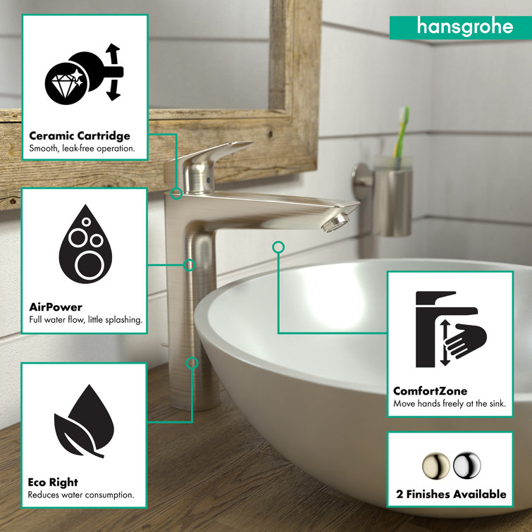 Modern Brushed Nickel Single Hole Vessel Faucet