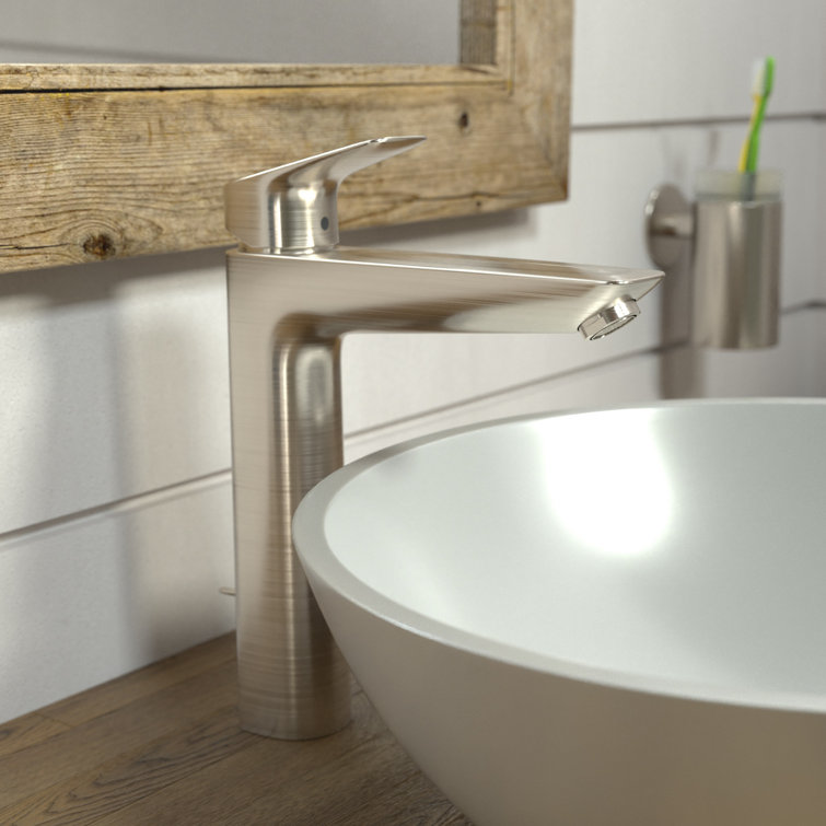 Modern Brushed Nickel Single Hole Vessel Faucet