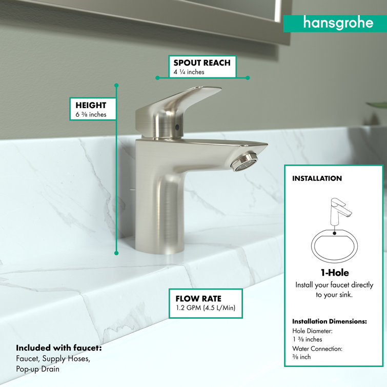 Modern Brushed Nickel Single Hole Bathroom Faucet with Eco-Friendly Design