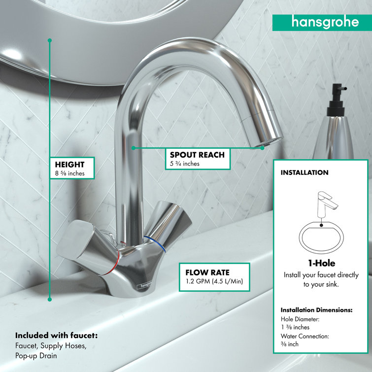 EcoFlow Modern Brushed Nickel 2-Handle Bathroom Faucet