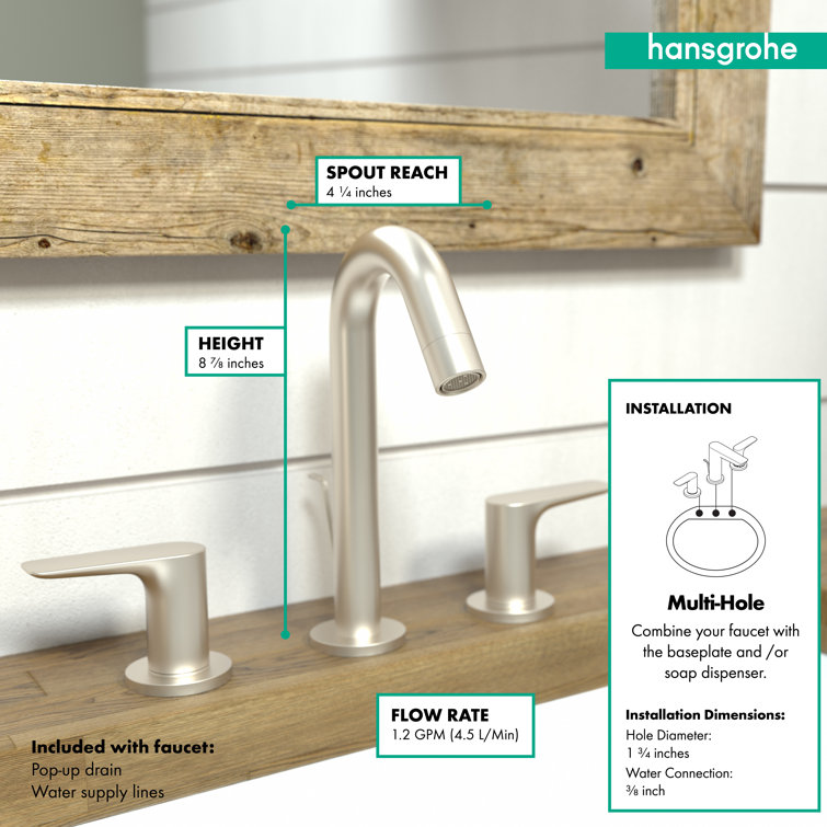 EcoLux Brushed Nickel Modern Widespread Bathroom Faucet