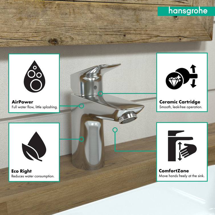 Modern Chrome Single Hole Brass Bathroom Faucet with Aerated Spout