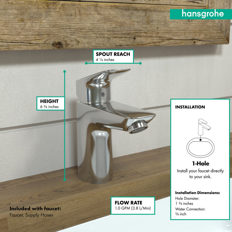 Modern Chrome Single Hole Brass Bathroom Faucet with Aerated Spout