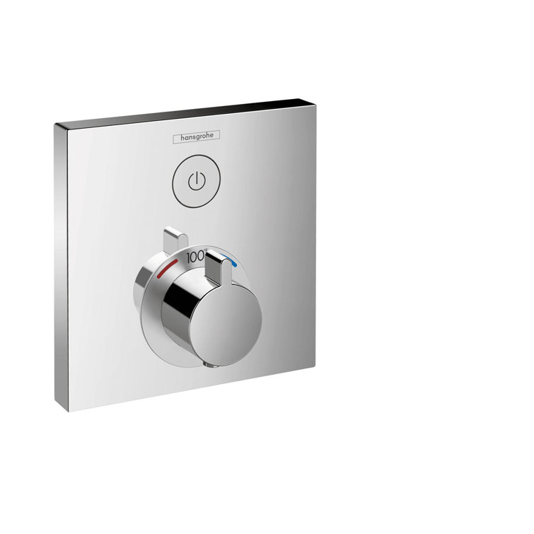 Chrome Square Modern Thermostatic Shower Trim with Knob