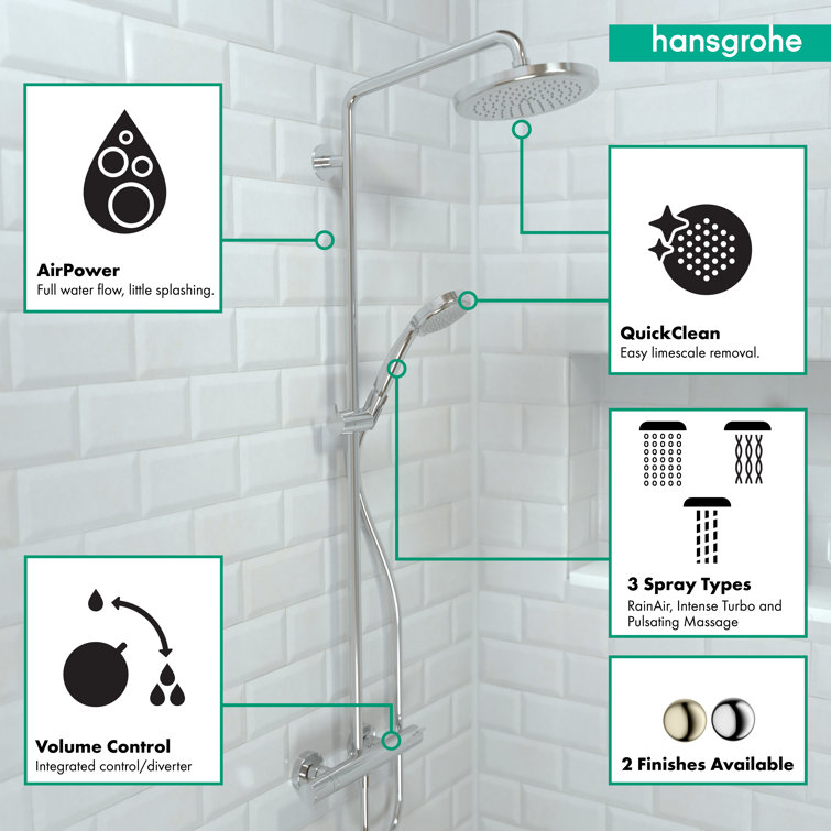 Chrome Adjustable Height Multi-Head Shower System
