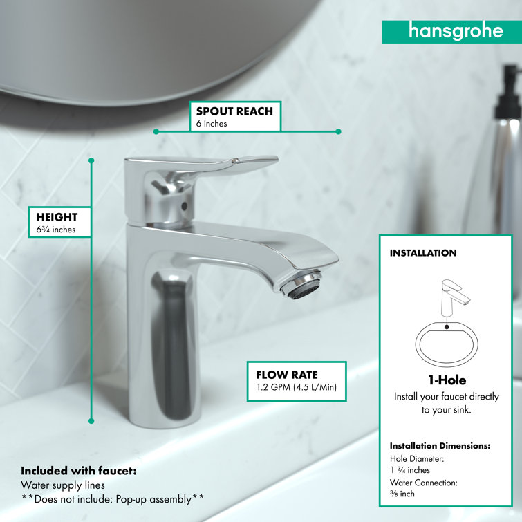 Sleek Modern Chrome Single Hole Brass Bathroom Faucet