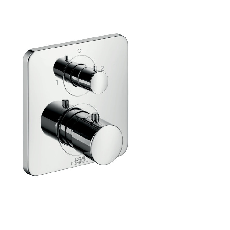 Brushed Nickel Modern Shower Trim with Knob Control