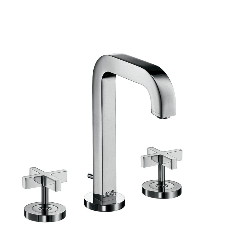 Chrome Modern Widespread Bathroom Faucet with Cross Handles