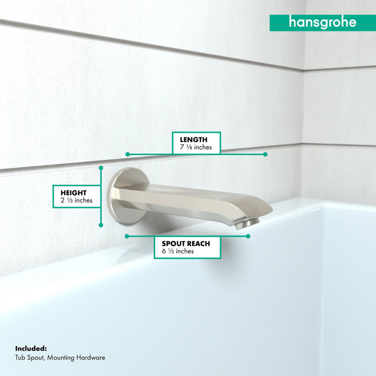 Contemporary European Brushed Nickel Wall Mounted Tub Spout
