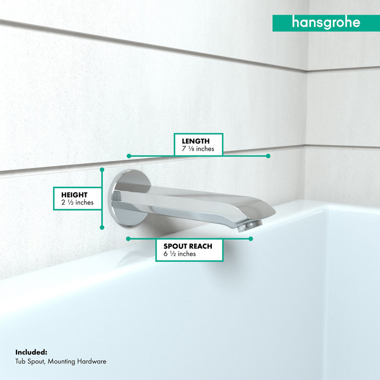 Modern Brushed Nickel Wall Mounted Tub Spout