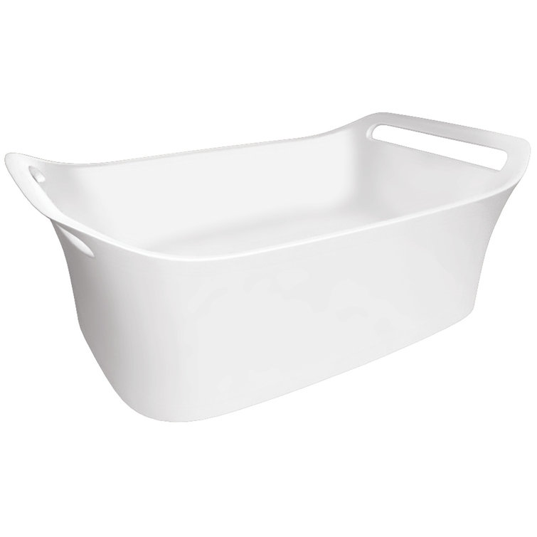 White Cast Mineral Rectangular Vessel Sink with Integrated Towel Holders