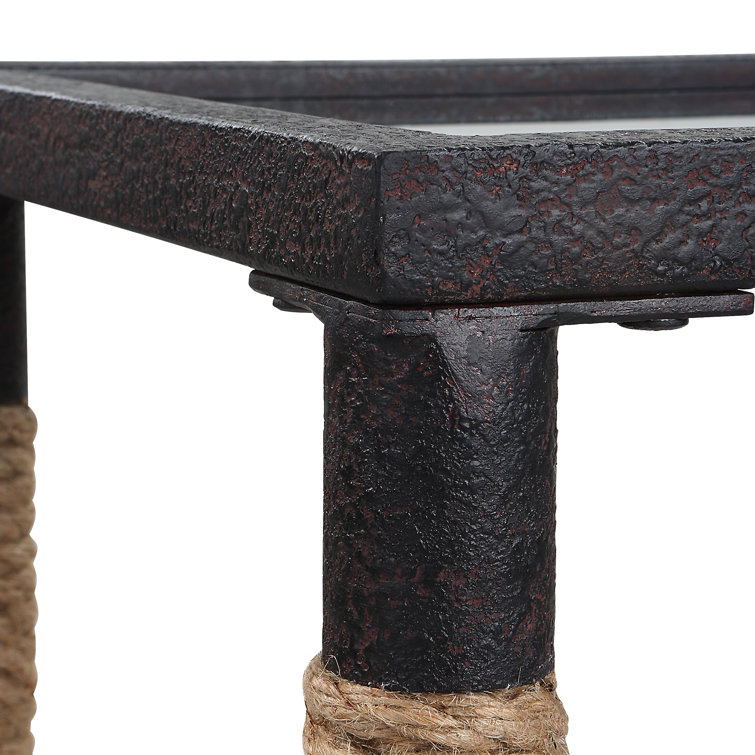 Casey 52'' Mirrored Glass Top Console Table with Rope Accents