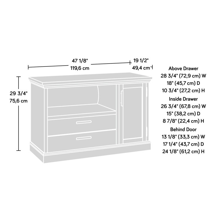 Pebble Pine Rustic Lateral File Credenza with Adjustable Shelf