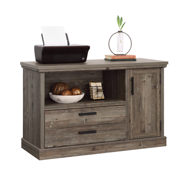 Pebble Pine Rustic Lateral File Credenza with Adjustable Shelf