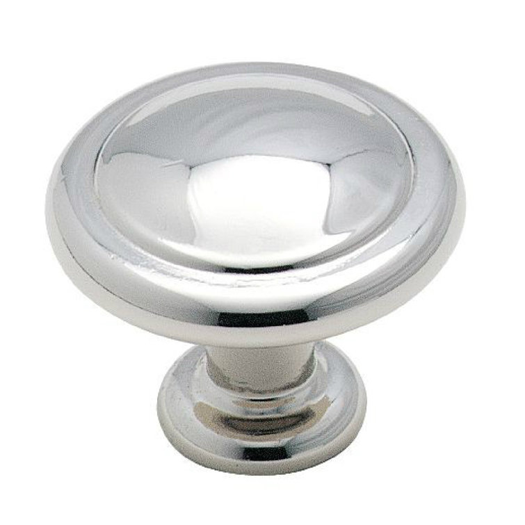 Polished Chrome Round Traditional Cabinet Knob with Mounting Hardware