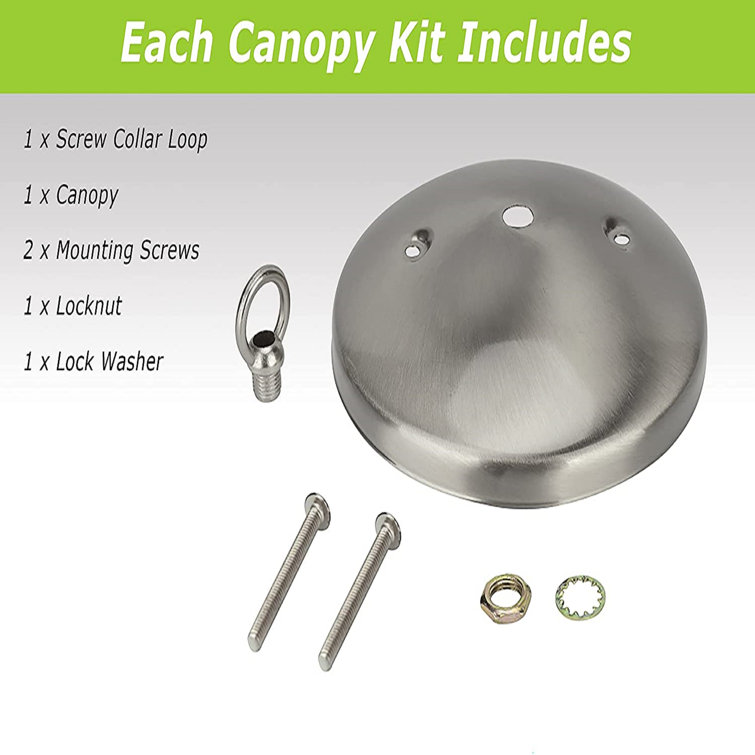 Brushed Nickel 5" Light Fixture Canopy Kit with Collar Loop