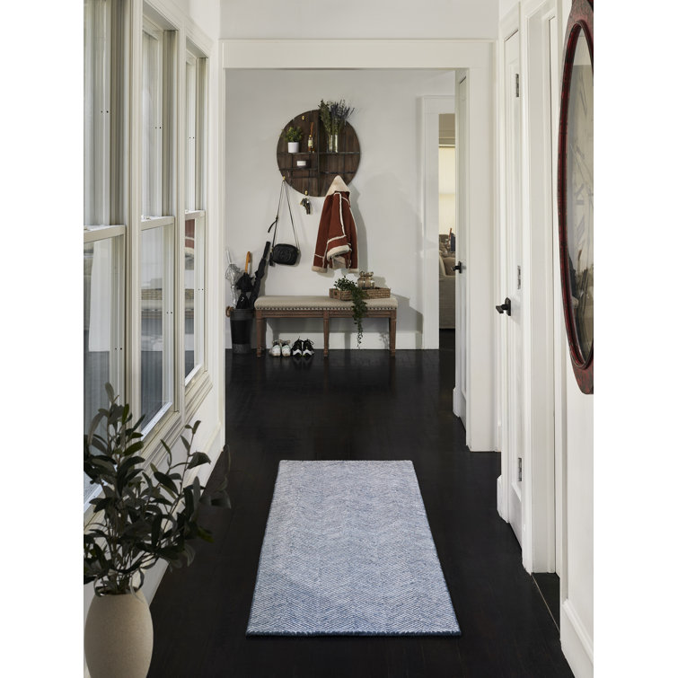 Denim Blue 8' x 10' Handmade Wool Herringbone Rug