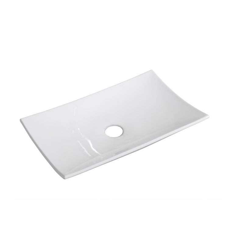 Annecy White Ceramic Rectangle Vessel Bathroom Sink