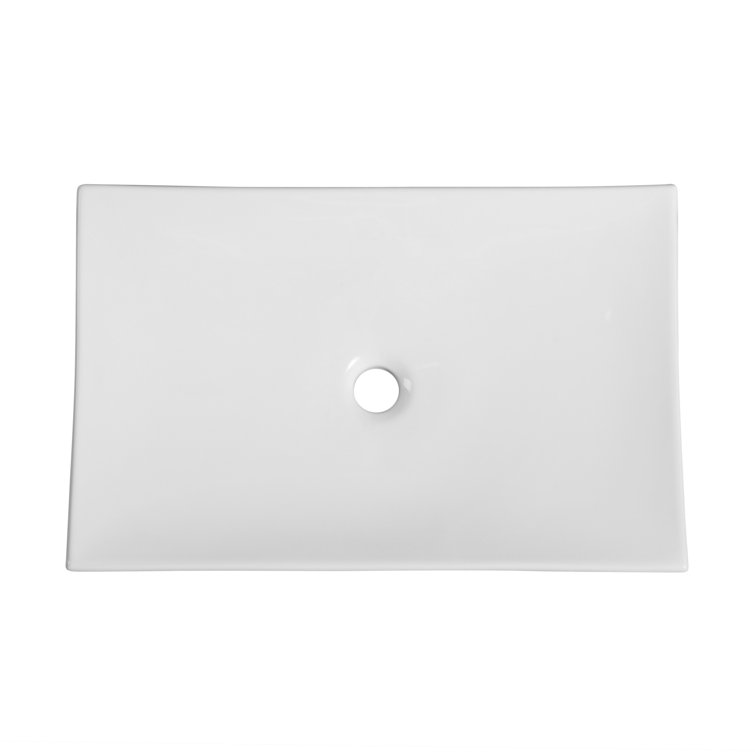 Annecy White Ceramic Rectangle Vessel Bathroom Sink