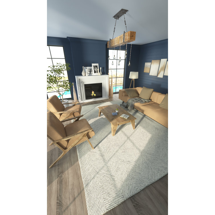 Gray Herringbone Handmade Tufted Wool Area Rug, 3'6" x 5'6"